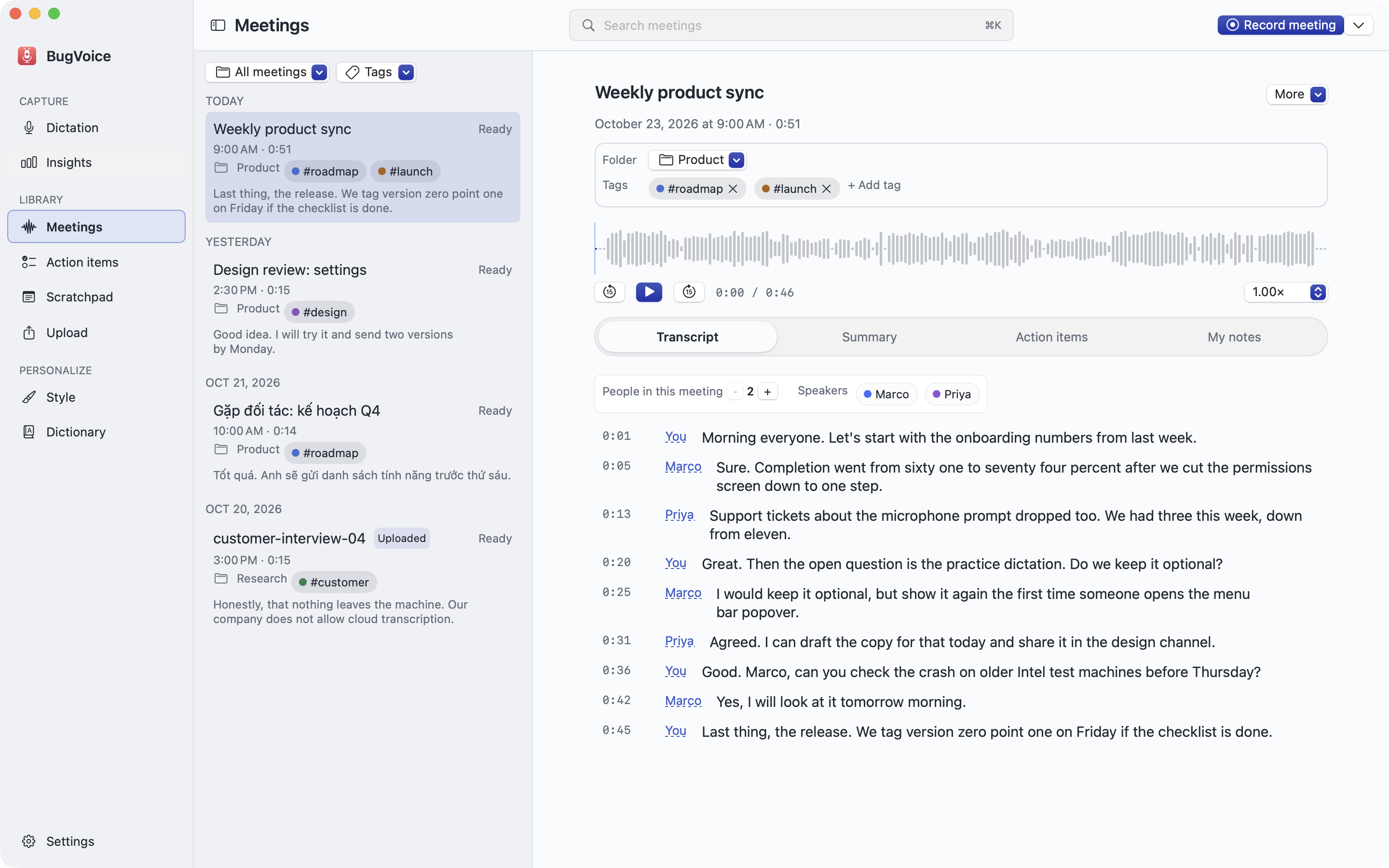 Meeting transcript with named speakers